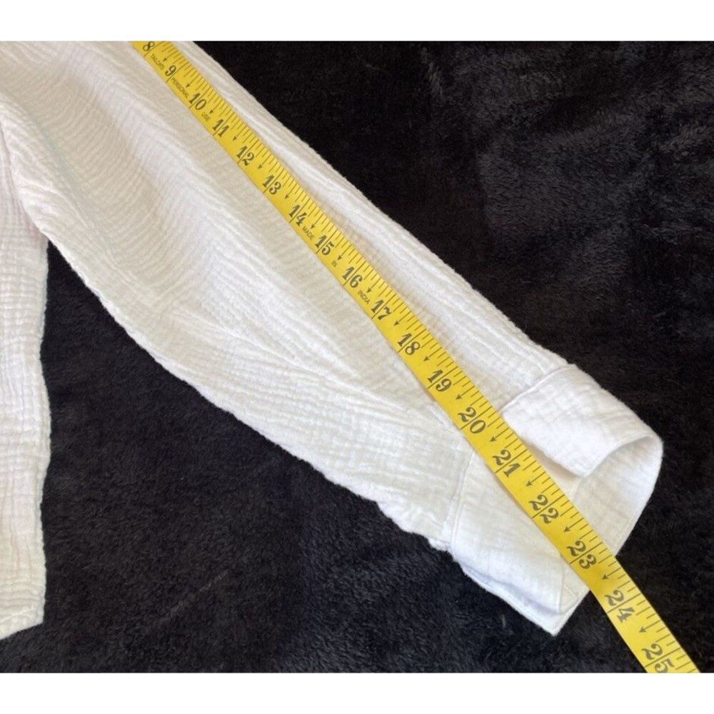 J Jill NEW womens white tab sleeve gauze pullover blouse XL 100% cotton breezy - Picture 6 of 9